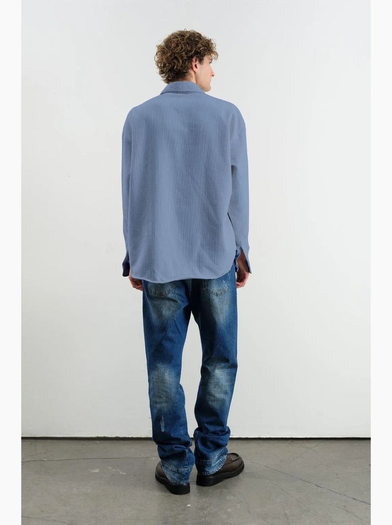 Chemise boutonnée texturée oversize giesto Bleu clair - Kiabi