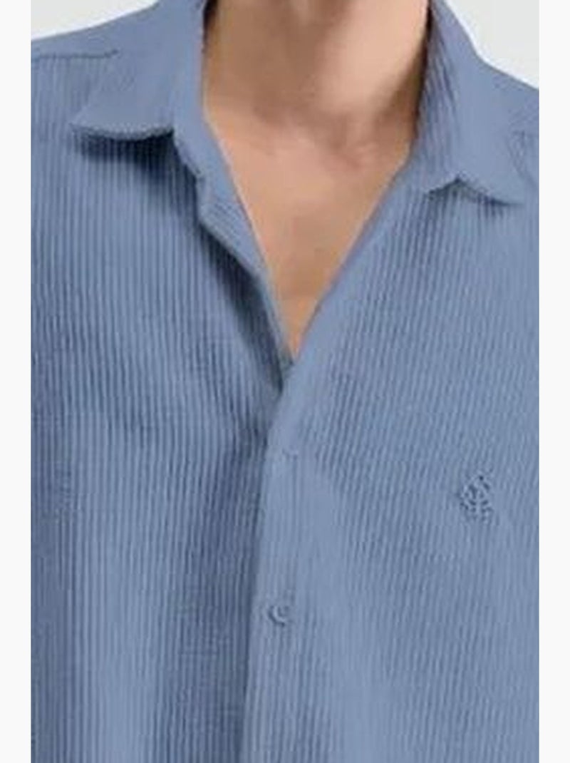 Chemise boutonnée texturée oversize giesto Bleu clair - Kiabi