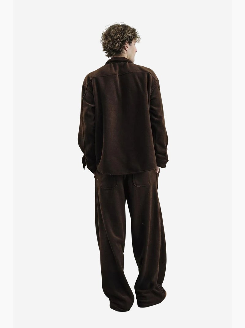 Chemise boutonnée texturée pelucheuse giesto Marron foncé - Kiabi