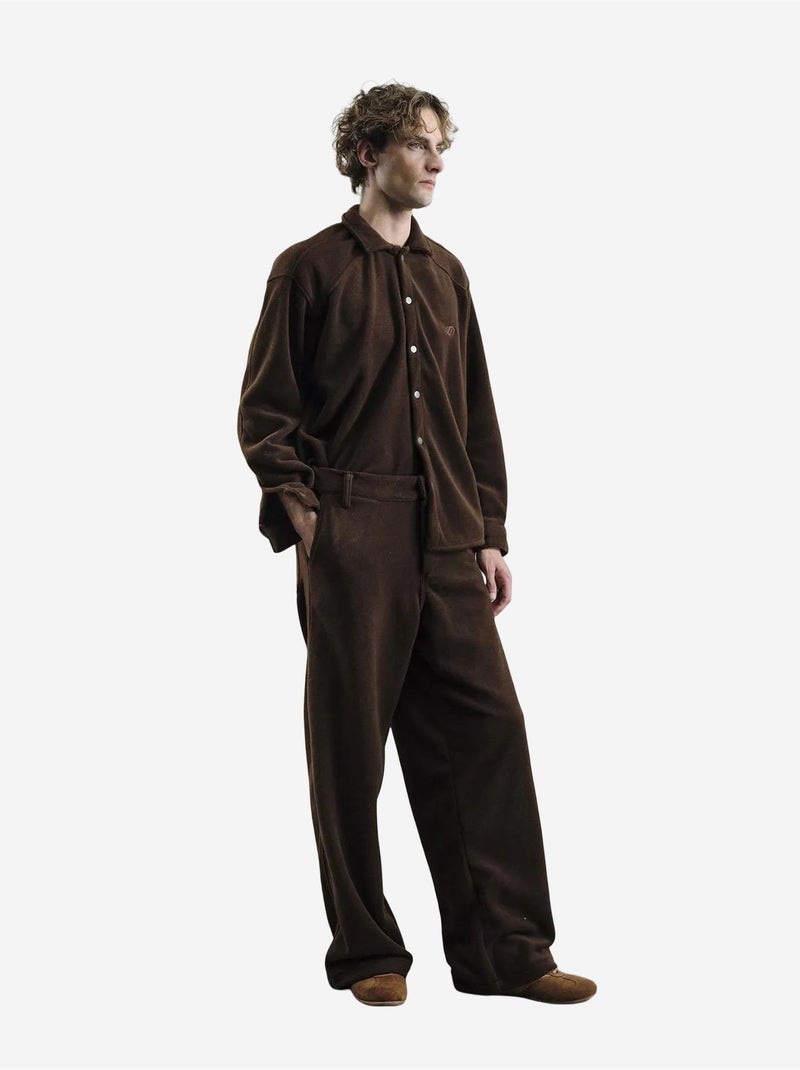 Chemise boutonnée texturée pelucheuse giesto Marron foncé - Kiabi