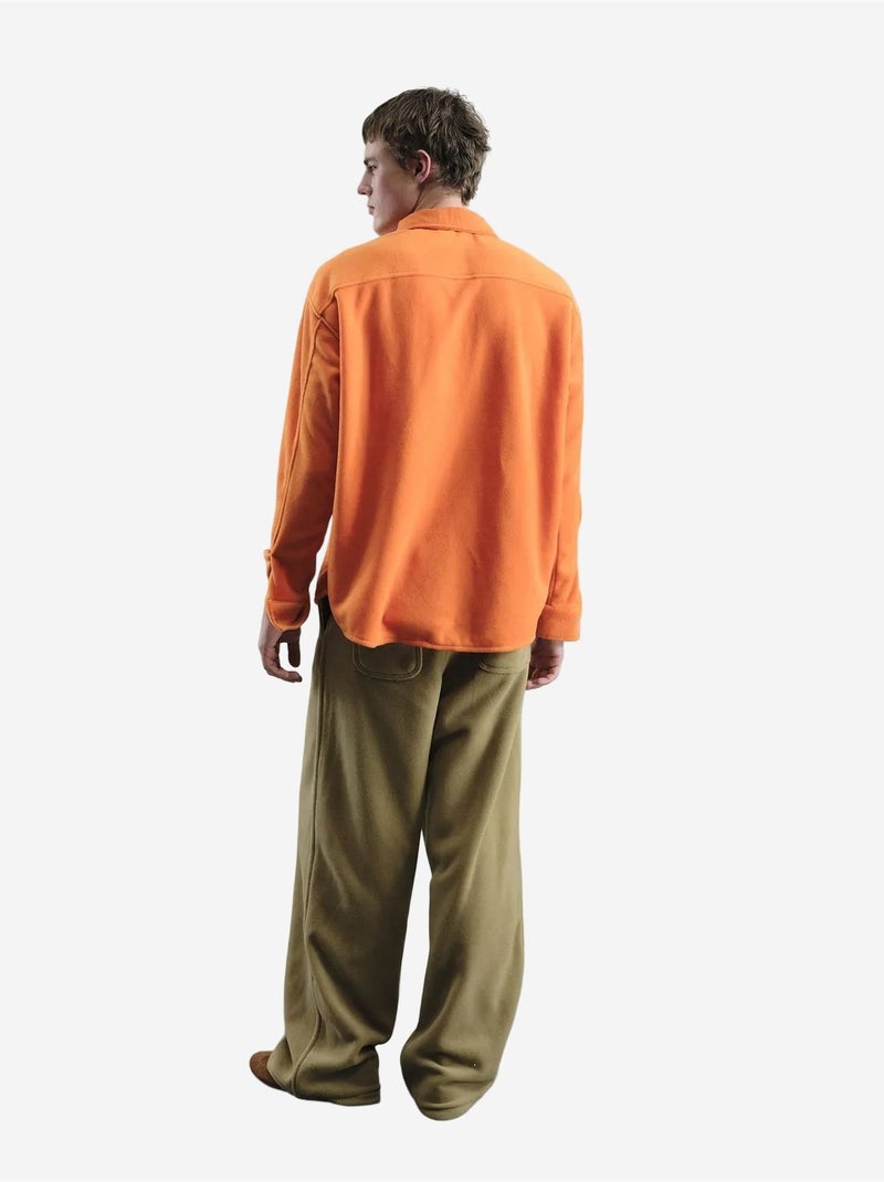 Chemise boutonnée tissée texturée giesto Orange mandarine - Kiabi