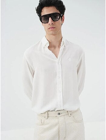 Chemise boutonnée unie en tencel giesto