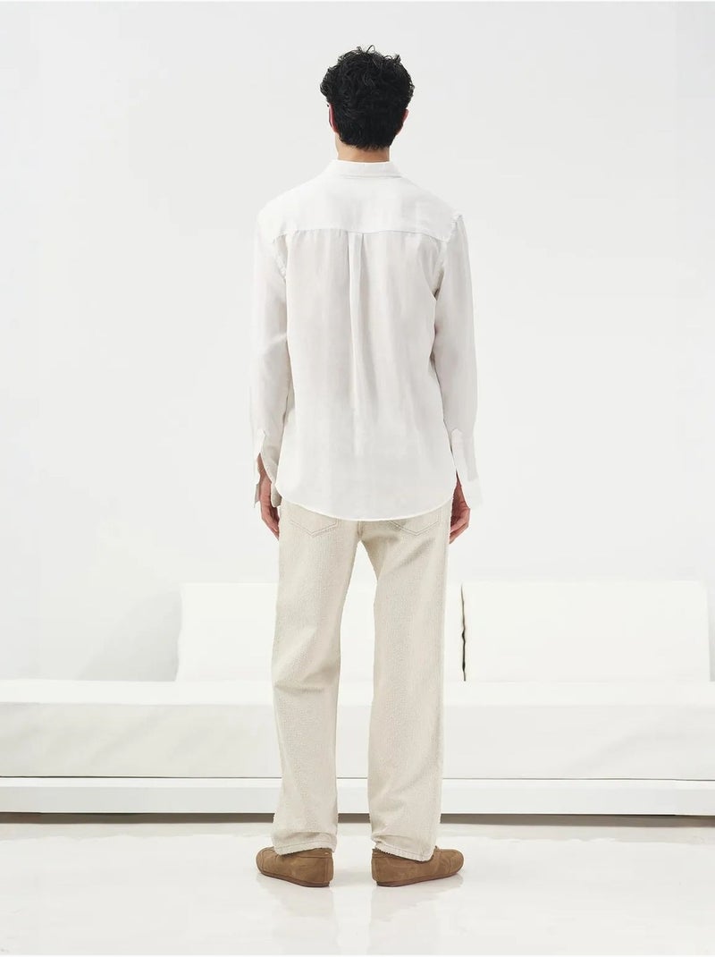 Chemise boutonnée unie en tencel giesto Blanc - Kiabi