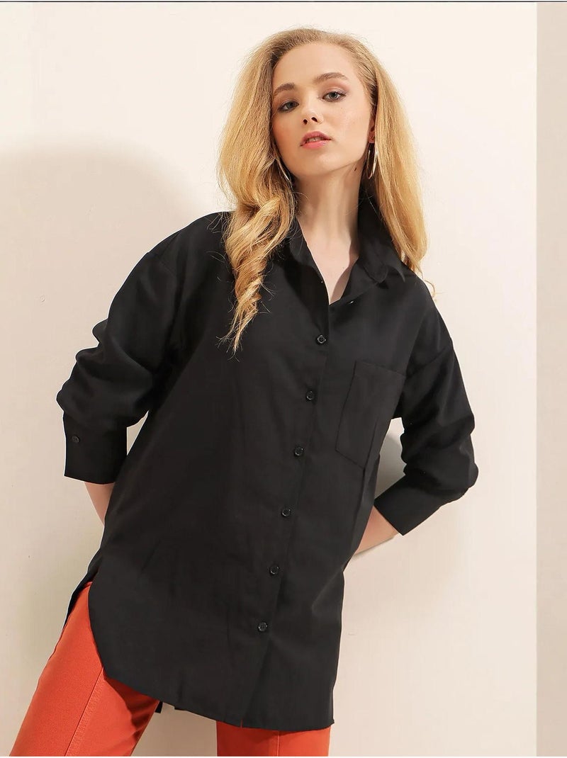 Chemise boyfriend boutonnée au dos bdart Noir - Kiabi