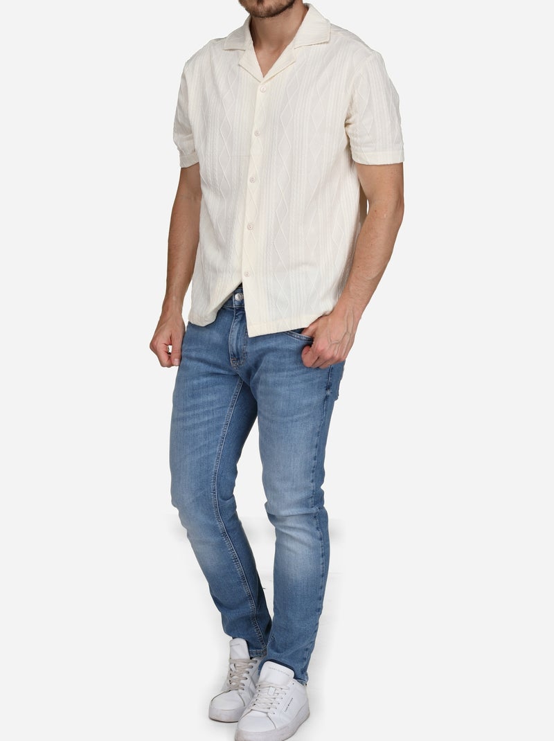 Chemise brodée - Frilivin Crème - Kiabi
