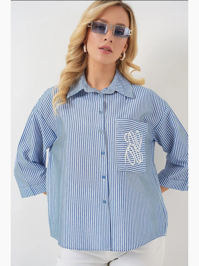 Chemise brodée à poche unique bdart Bleu marine - Kiabi