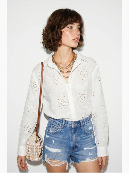 Chemise brodée coupe décontractée lucci - Kiabi