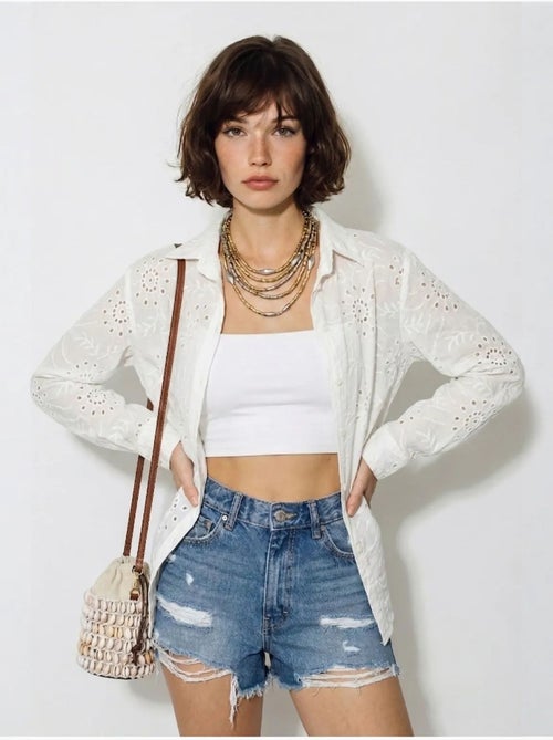 Chemise brodée coupe décontractée lucci - Kiabi