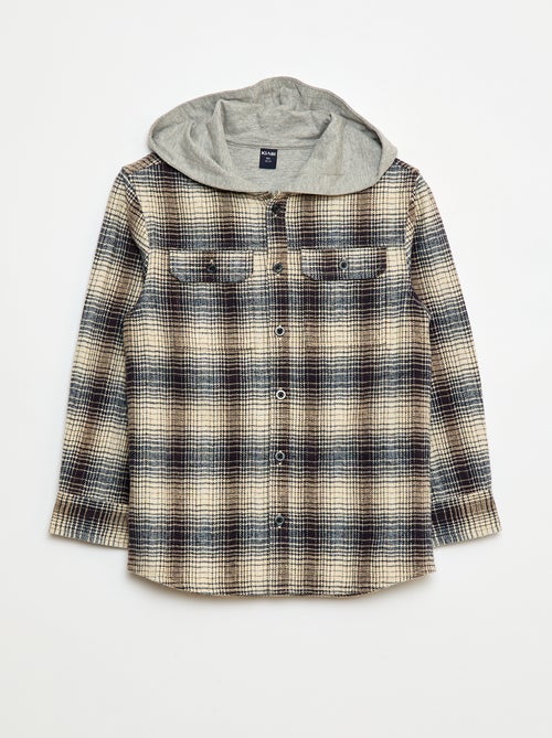 Chemise carreaux à capuche - Kiabi