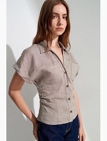 Chemise cintrée à manches courtes, texturée dilvin