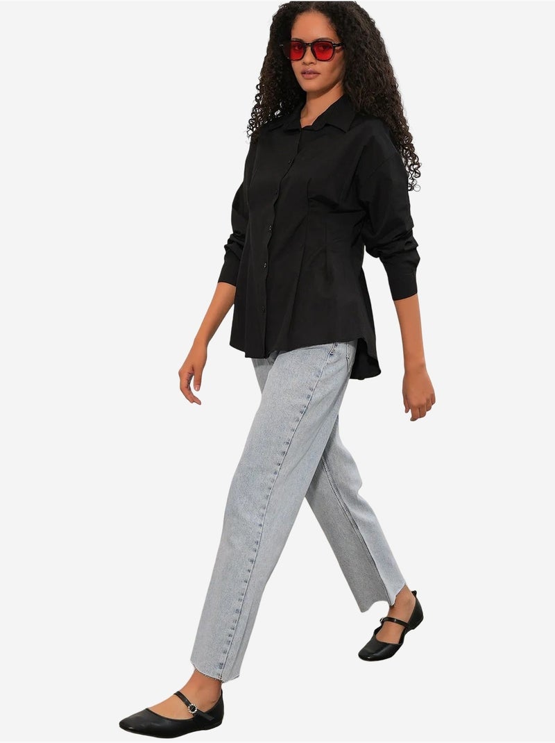 Chemise cintrée en popeline à boutons bdart Noir - Kiabi