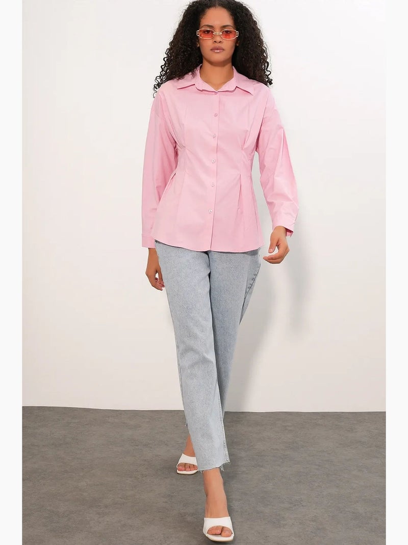 Chemise cintrée en popeline à boutons bdart Rose - Kiabi