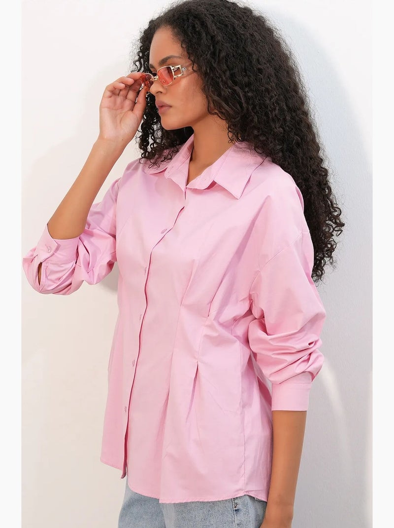 Chemise cintrée en popeline à boutons bdart Rose - Kiabi