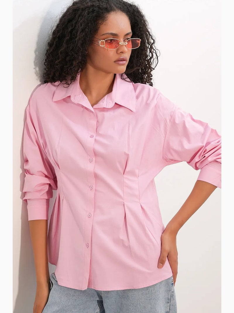 Chemise cintrée en popeline à boutons bdart Rose - Kiabi