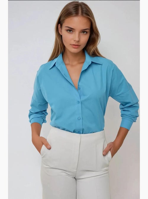 Chemise classique en coton à manches longues hiccup - Kiabi Chemise classique en coton à manches longues hiccup - Kiabi