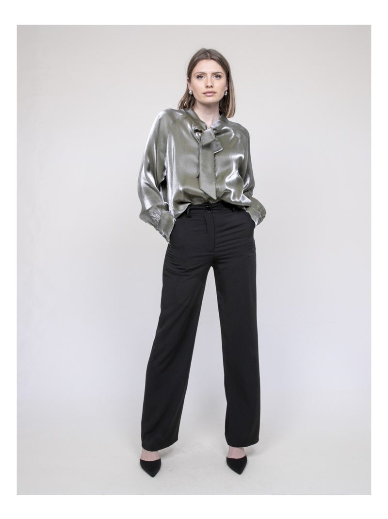 Chemise col lavallière ornella Kaki - Kiabi