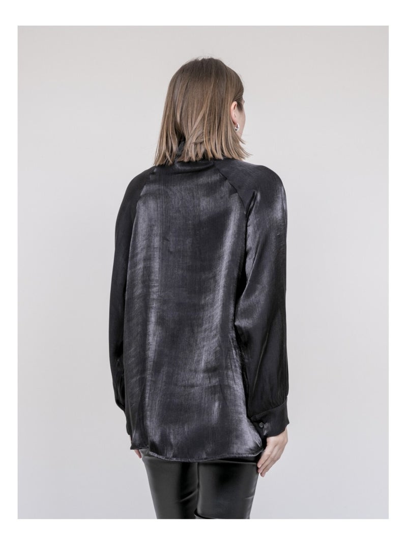 Chemise col lavallière ornella Noir - Kiabi