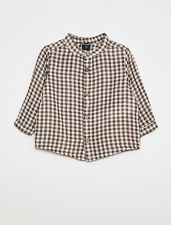 Chemise col mao à carreaux