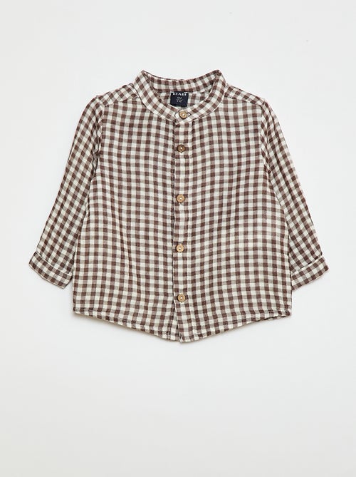 Chemise col mao à carreaux - Kiabi