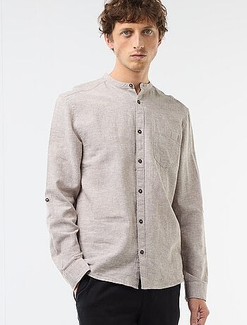 Chemise col mao avec lin