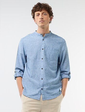 Chemise col mao avec lin