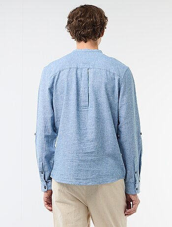 Chemise col mao avec lin