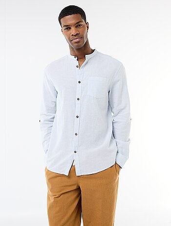 Chemise col mao avec lin