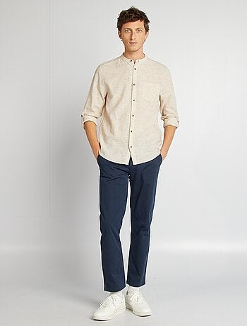 Chemise col mao avec lin