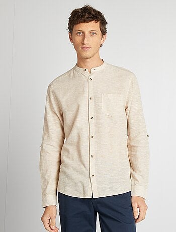 Chemise col mao avec lin