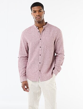 Chemise col mao avec lin
