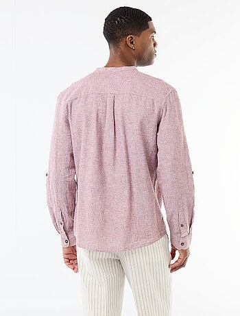 Chemise col mao avec lin
