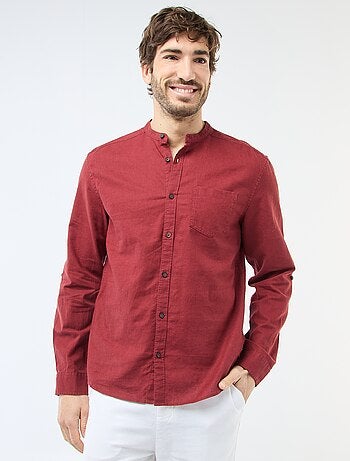 Chemise col mao avec lin