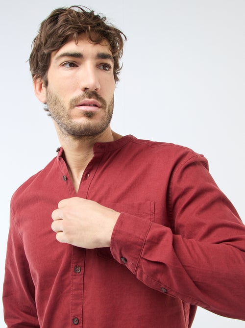 Chemise col mao avec lin - Kiabi