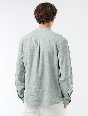 Chemise col mao avec lin