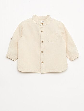 Chemise col mao avec manches retroussables