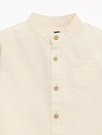 Chemise col mao avec manches retroussables