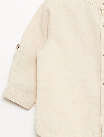 Chemise col mao avec manches retroussables