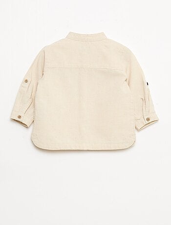 Chemise col mao avec manches retroussables