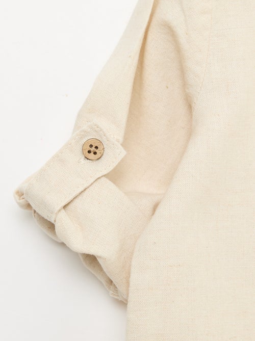 Chemise col mao avec manches retroussables - Kiabi
