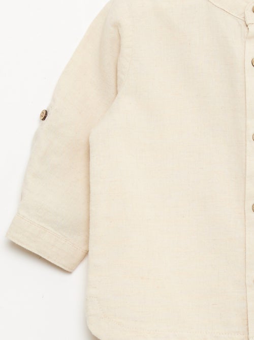 Chemise col mao avec manches retroussables - Kiabi