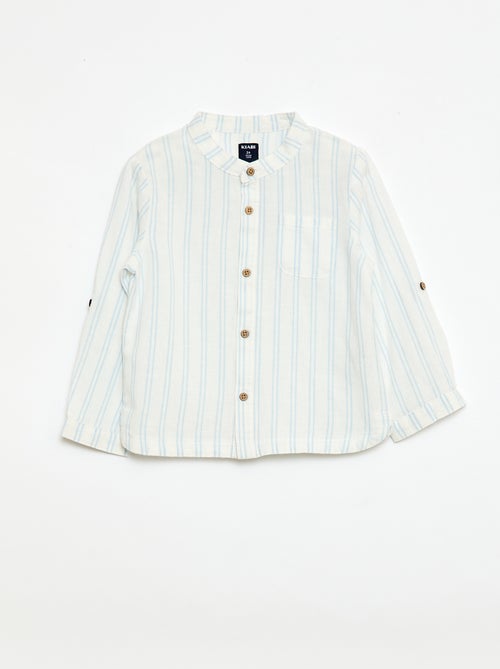 Chemise col mao avec manches retroussables - Kiabi