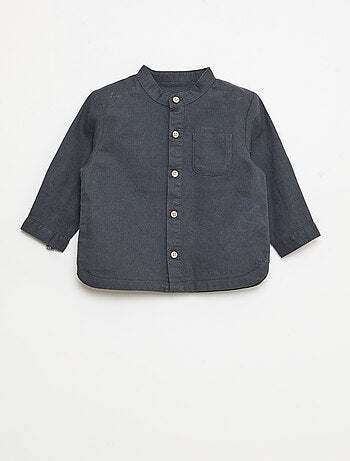 Chemise col mao avec manches retroussables