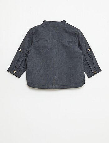 Chemise col mao avec manches retroussables