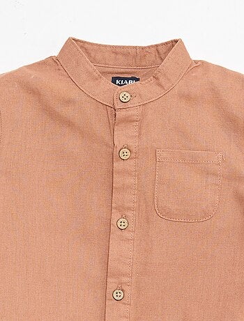 Chemise col mao avec manches retroussables