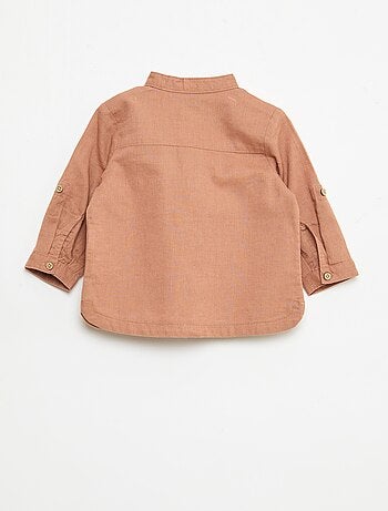 Chemise col mao avec manches retroussables