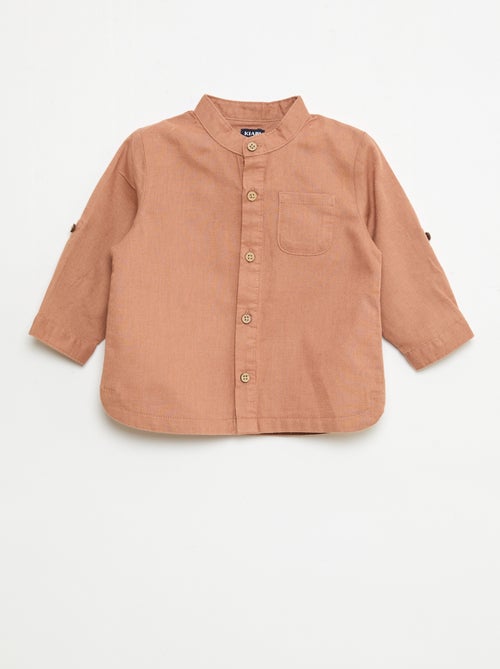 Chemise col mao avec manches retroussables - Kiabi