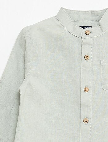 Chemise col mao avec manches retroussables