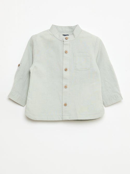 Chemise col mao avec manches retroussables - Kiabi