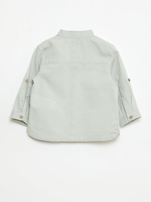 Chemise col mao avec manches retroussables - Kiabi