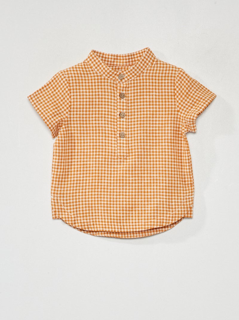 Chemise col mao Blanc/jaune - Kiabi